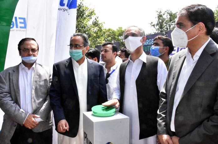 Omar Ayub inaugurates PSO’s first EV charging facility in Islamabad